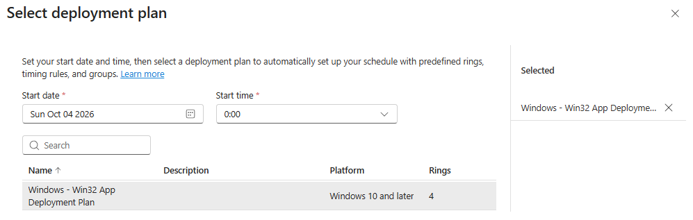 Loading an Intune deployment plan into a new deployment