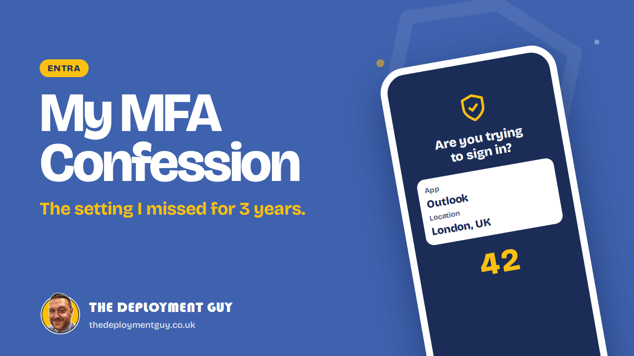 Entra MFA featured image showing an Authenticator sign-in prompt with the app name, location and number match