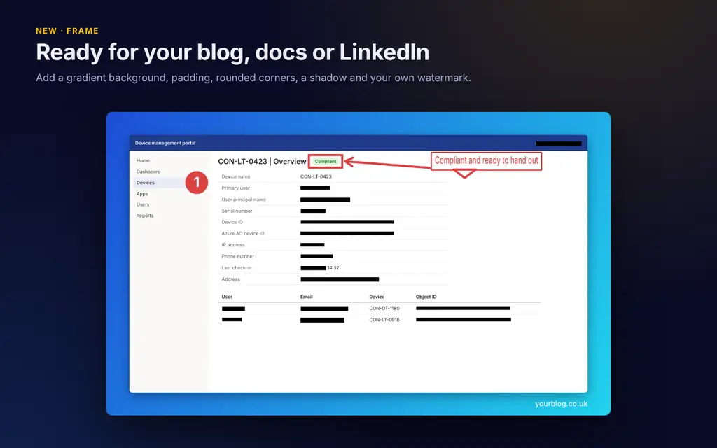ScreenshotIT adding a clean frame to a screenshot