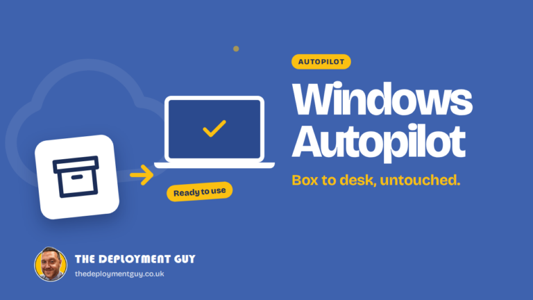 Windows Autopilot featured image showing a device going from box to ready to use